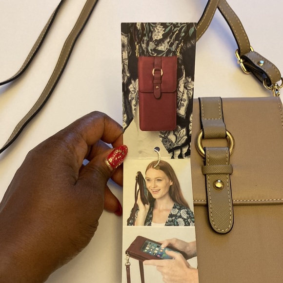 Phone Holder with screen protector and touchscreen capability khaki taupe nylon - Picture 3 of 6